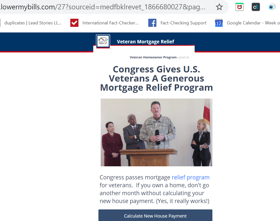 Fake Ad Congress Does NOT Give Veteran Homeowners A Generous Mortgage